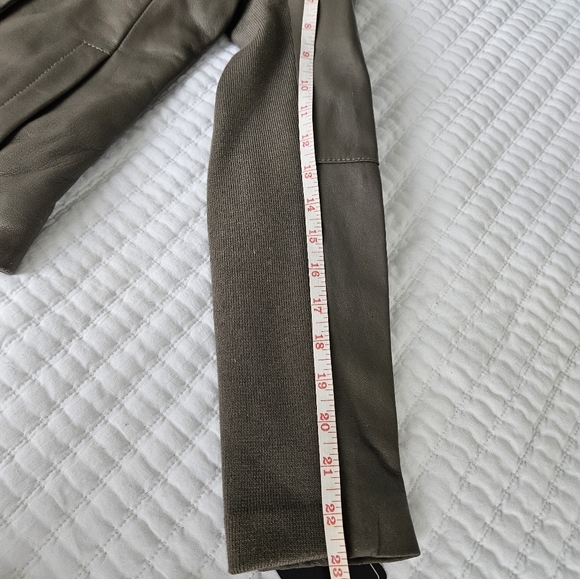 Genuine Leather Jacket Green Gray - Picture 12 of 17